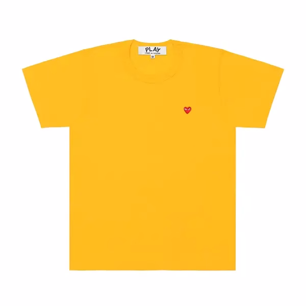 CDG Yellow T-Shirt with Red Mini Heart