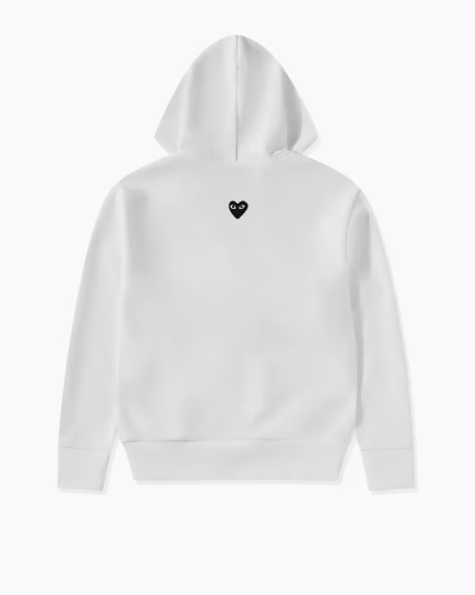 CDG Unisex Reverse Black Heart Zip White Hoodie