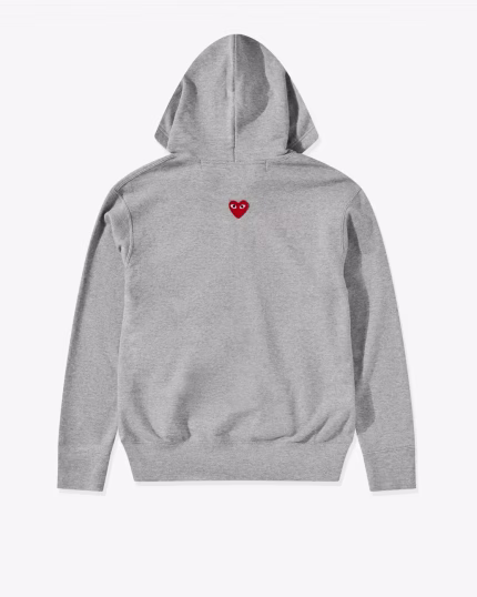 Play CDG Unisex Reverse Red Heart Zip Grey Hoodie