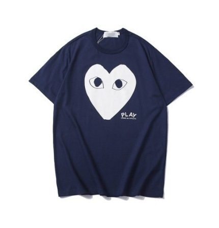 CDG White Heart Navy Blue T-Shirt