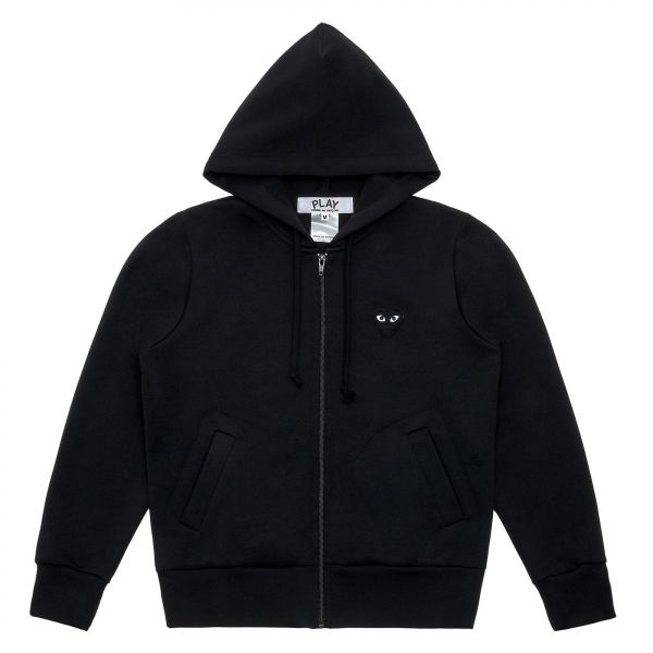 PLAY BIG HEART ZIP BLACK HOODIE