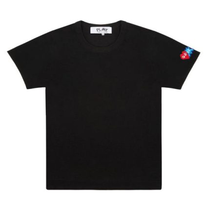 PLAY Invader Tee Red and Blue Sleeve Emblem Black