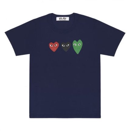 PLAY Tee with Red / Green / Black Hearts