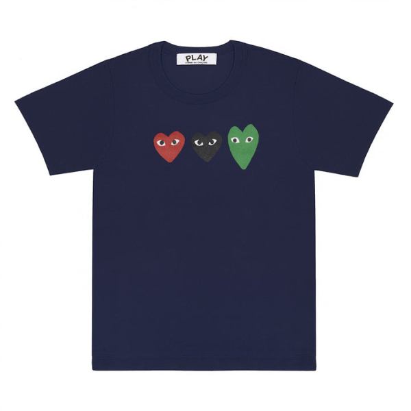 PLAY Tee with Red / Green / Black Hearts