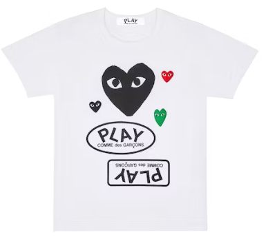 CDG Play Multi Logo Black Heart T-Shirt White