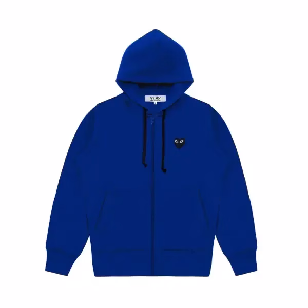 CDG Blue With Large Heart Zip-Up Hoodie