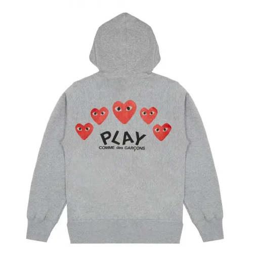Play Comme des Garçons Grey Multi Logo Zip Hoodie